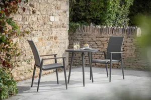 Sofia 80cm Round Bistro Table with 2 Deluxe Armchairs - Anthracite - image 3