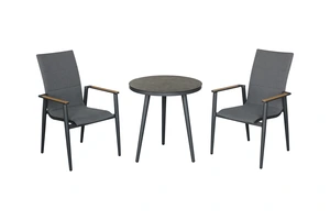 Sofia 80cm Round Bistro Table with 2 Deluxe Armchairs - Anthracite