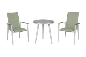 Sofia 80cm Round Bistro Table with 2 Deluxe Armchairs - Green