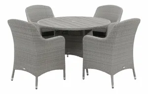 Tetbury 110cm Tree-Free Round Table with 4 Armchairs, Parasol & Base - Graphite - image 2