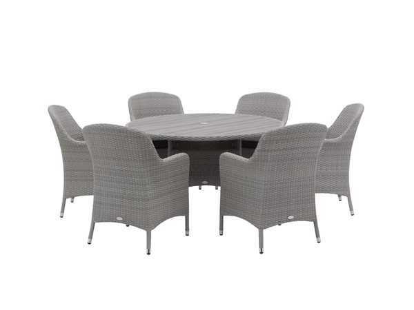 Tetbury 135cm Tree-Free Round Table with 6 Armchairs, Parasol & Base - Graphite - image 2