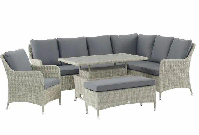 Tetbury L-Shape Sofa with Rectangle Adjustable Tree-Free Table & Bench, Chair Eco - Cloud - image 1