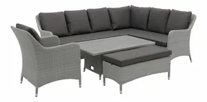 Tetbury L-Shape Sofa with Rectangle Adjustable Tree-Free Table, Bench & Chair - Graphite - image 2