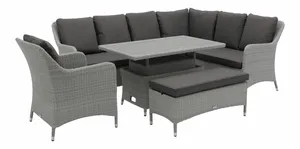 Tetbury L-Shape Sofa with Rectangle Adjustable Tree-Free Table, Bench & Chair - Graphite - image 1