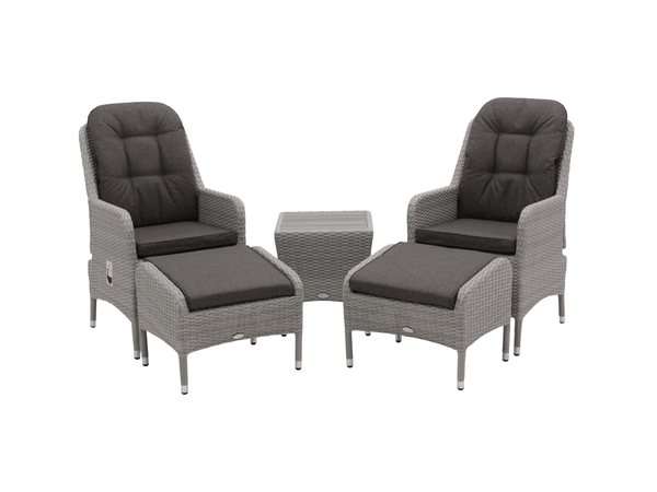 Tetbury Recliner Set with 2 Footstools & Tree-Free Coffee Table - Graphite - image 1