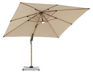 Truro 3.0m Wood Effect Square Side Post Parasol with Granite Base & Protective Cover - Sand - image 3