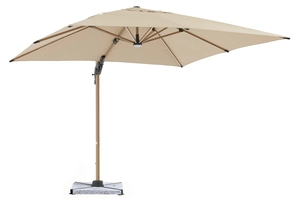 Truro 3.0m Wood Effect Square Side Post Parasol with Granite Base & Protective Cover - Sand - image 1