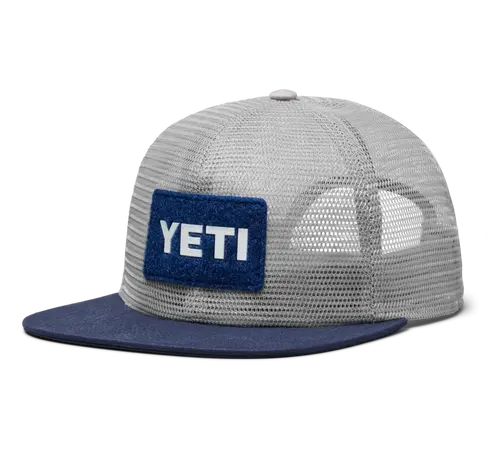 Velcro Mesh Flat Brim Hat - Grey/Navy - image 1