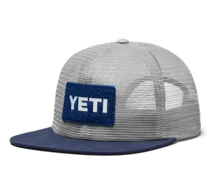 Velcro Mesh Flat Brim Hat - Grey/Navy - image 1