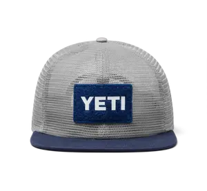 Velcro Mesh Flat Brim Hat - Grey/Navy - image 2