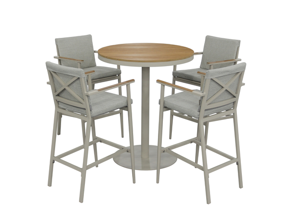 Wisley 90cm Round Bar Table with 4 Bar Stools - Mocha - image 1