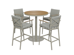 Wisley 90cm Round Bar Table with 4 Bar Stools - Mocha - image 1