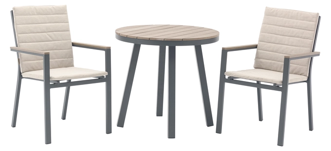 Zurich 80cm Round Tree-Free Table with 2 Chairs  - Eco Fawn