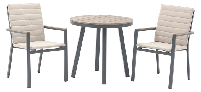 Zurich 80cm Round Tree-Free Table with 2 Chairs  - Eco Fawn - image 1