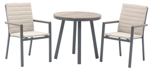Zurich 80cm Round Tree-Free Table with 2 Chairs  - Eco Fawn - image 1